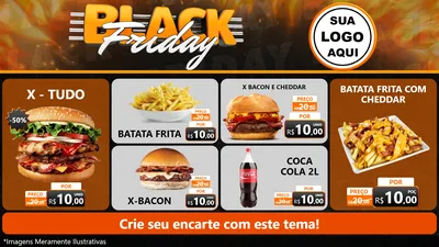 Modelo de TV para TV Horizontal com o tema Black Friday para Hamburgueria