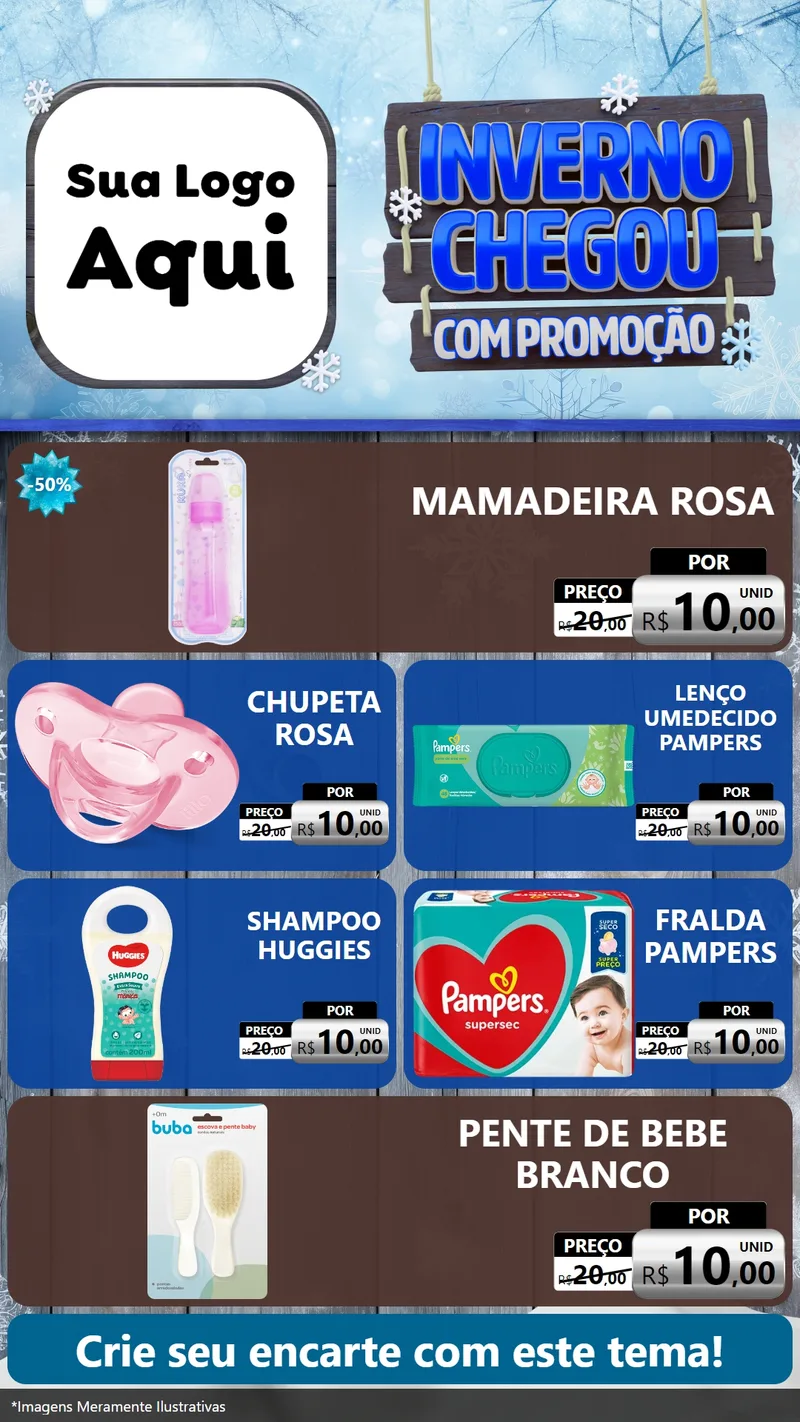 Modelo de TV para TV Vertical com o tema Inverno Chegou Com Promoção para Bebês