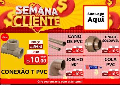 Modelo de Encarte para Encarte A4 Horizontal com o tema Semana do Cliente para Tubos e conexões