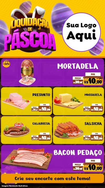 Modelo de TV para TV Vertical com o tema Liquidação de Páscoa para Frios e Laticínios