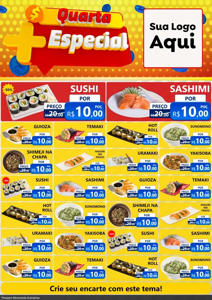 Modelo de Encarte para Encarte A4 Vertical com o tema Quarta Mais Especial para Comida japonesa