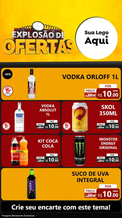 Modelo de TV para TV Vertical com o tema Explosão de Ofertas para Distribuidora de bebidas