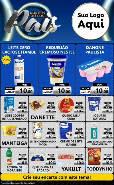 Modelo de Encarte para Encarte Grande com o tema Sorteio Dia Dos Pais para Frios e Laticínios