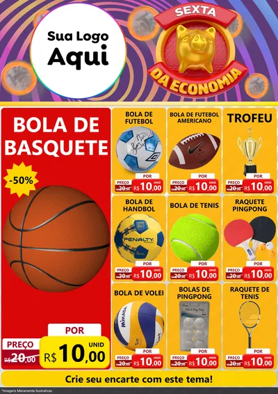 Modelo de Encarte para Encarte A4 Vertical com o tema Sexta da Economia para Artigos Esportivos