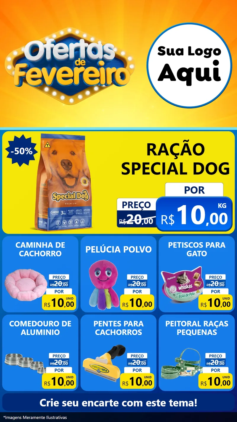 Modelo de Rede Social para Stories com o tema Ofertas de Fevereiro para Pet Shop
