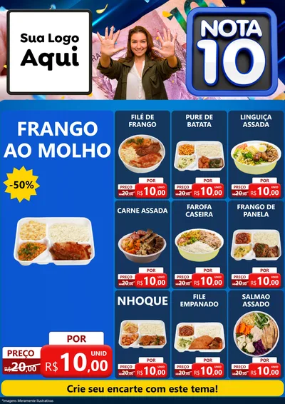 Modelo de Encarte para Encarte A4 Vertical com o tema Nota 10 para Restaurante