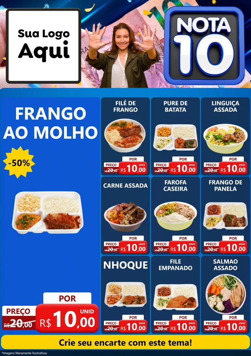 Modelo de Encarte para Encarte A4 Vertical com o tema Nota 10 para Restaurante