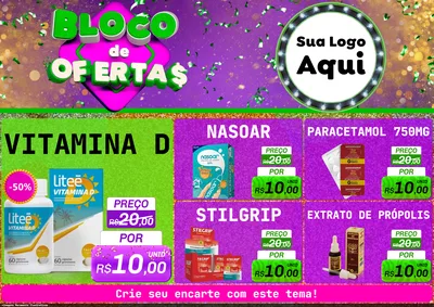 Modelo de Encarte para Encarte A4 Horizontal com o tema Bloco de Ofertas para Farmácia