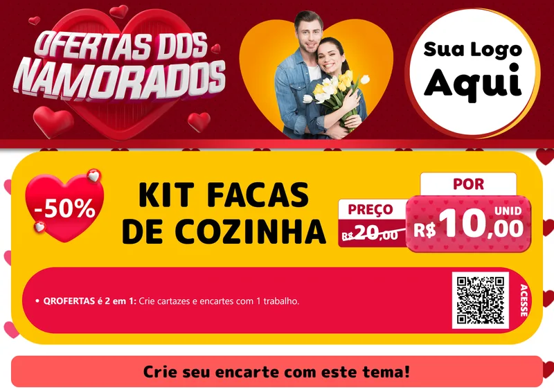 Modelo de Cartaz para Cartaz A4 Horizontal com o tema Ofertas Dos Namorados para Utilidades Domésticas