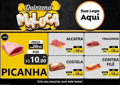 Modelo de Encarte para Encarte A4 Horizontal com o tema Quinzena Maluca para Açougue