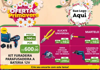 Modelo de Encarte para Encarte A4 Horizontal com o tema Ofertas de Primavera para Maquinas e Ferramentas