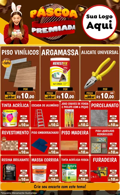 Modelo de Encarte para Encarte Grande com o tema Páscoa Premiada para Material para Construção