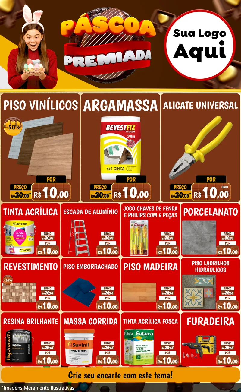 Modelo de Encarte para Encarte Grande com o tema Páscoa Premiada para Material para Construção