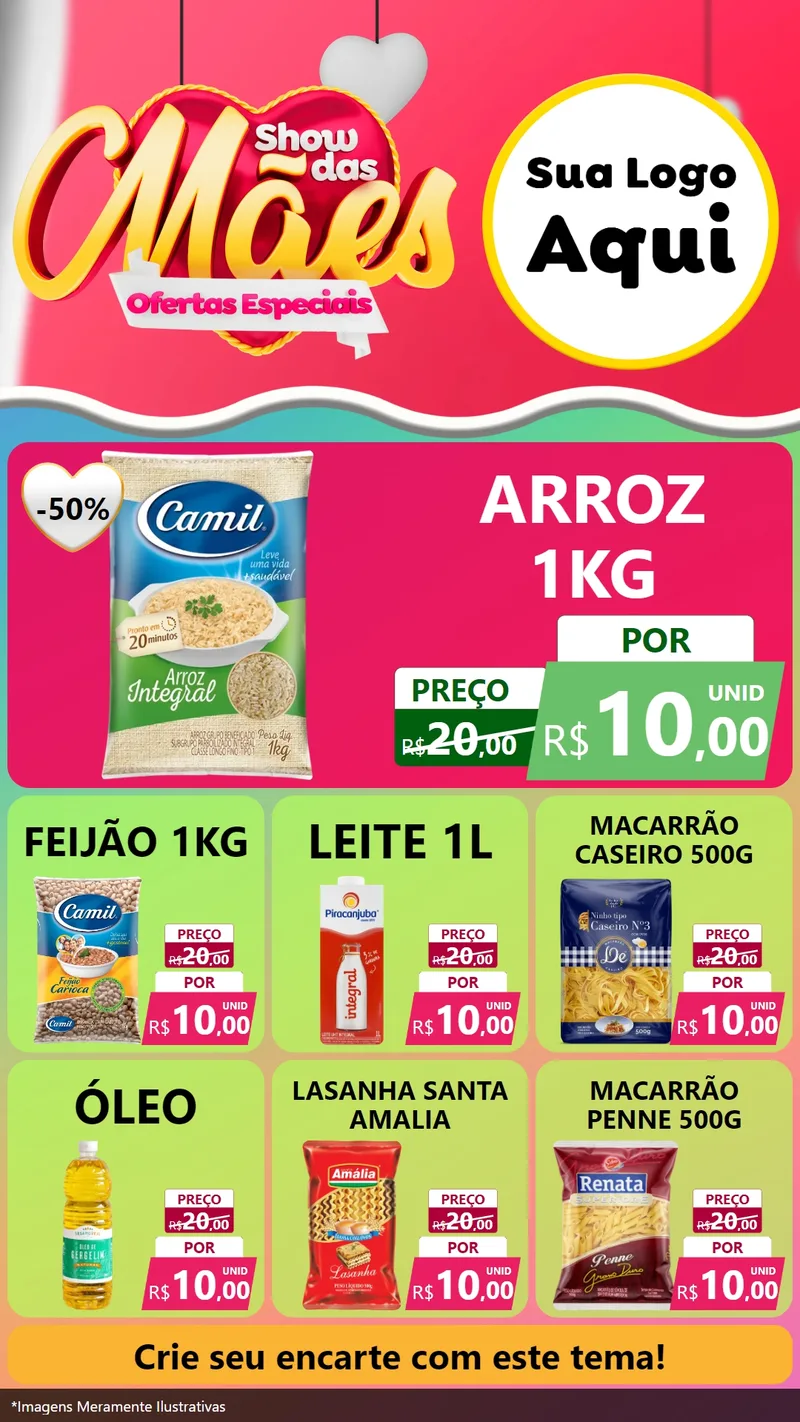 Modelo de Rede Social para Stories com o tema Show das Mães - Ofertas Especiais para Supermercado