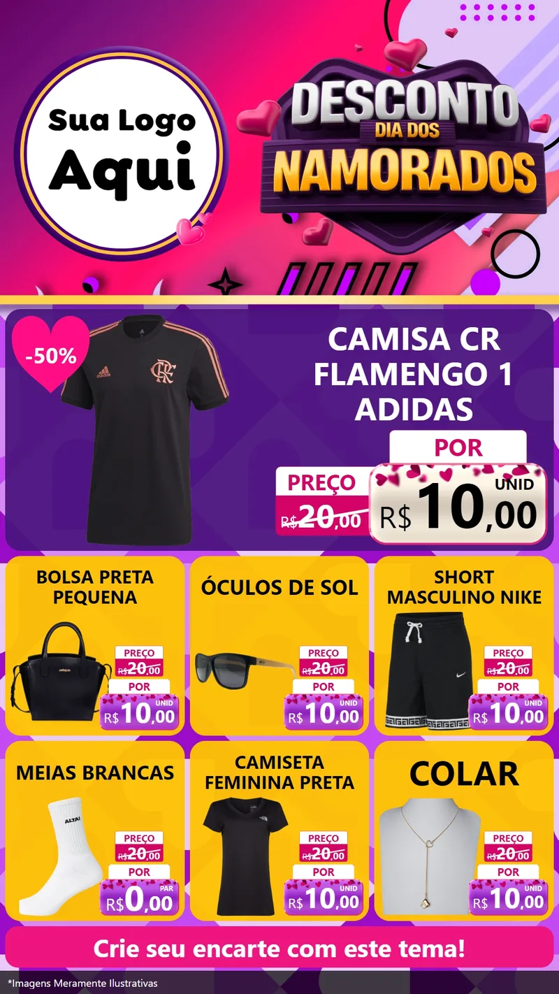 Modelo de Rede Social para Stories com o tema Desconto Dia dos Namorados para Roupas e acessórios
