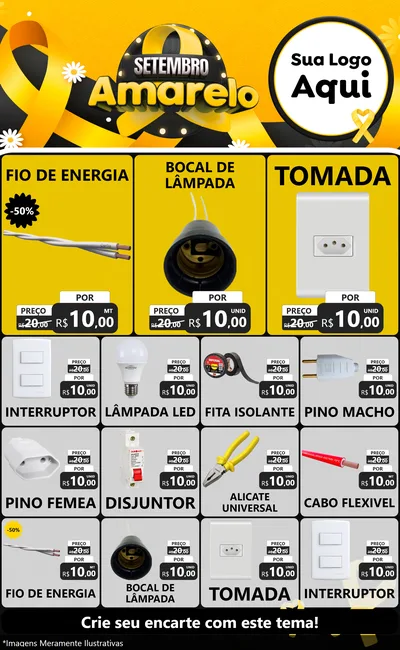 Modelo de Encarte para Encarte Grande com o tema Setembro Amarelo para Materiais Elétricos