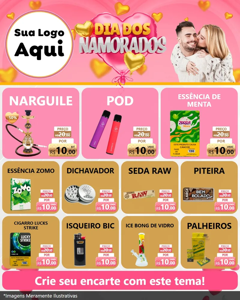 Modelo de Rede Social para Feed Instagram com o tema Dia dos Namorados para Tabacaria