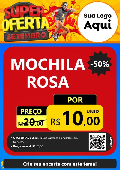 Modelo de Cartaz para Cartaz A4 Vertical com o tema Super Oferta Setembro para Papelaria
