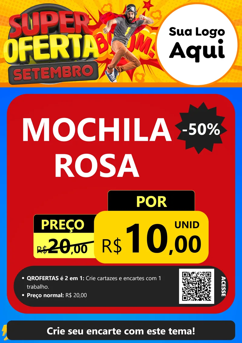 Modelo de Cartaz para Cartaz A4 Vertical com o tema Super Oferta Setembro para Papelaria