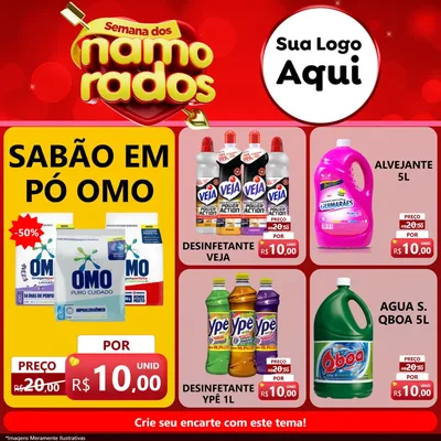 Modelo de Rede Social para Feed Facebook com o tema Semana dos namorados para Produtos de Limpeza