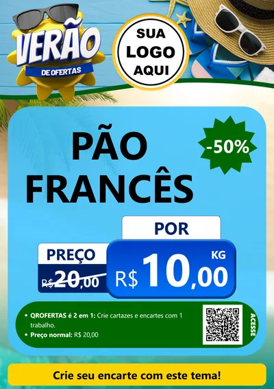 Modelo de Cartaz para Cartaz A4 Vertical com o tema Verão de Ofertas para Padaria