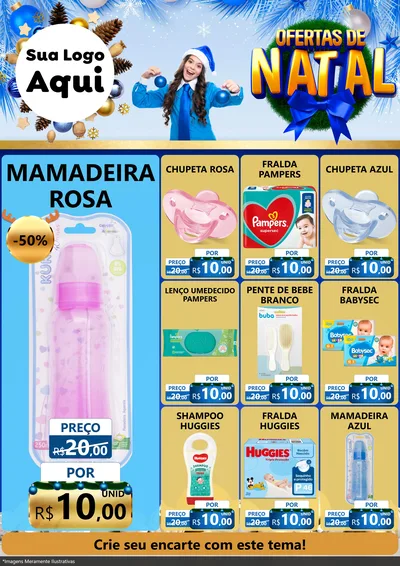 Modelo de Encarte para Encarte A4 Vertical com o tema Ofertas de Natal para Bebês