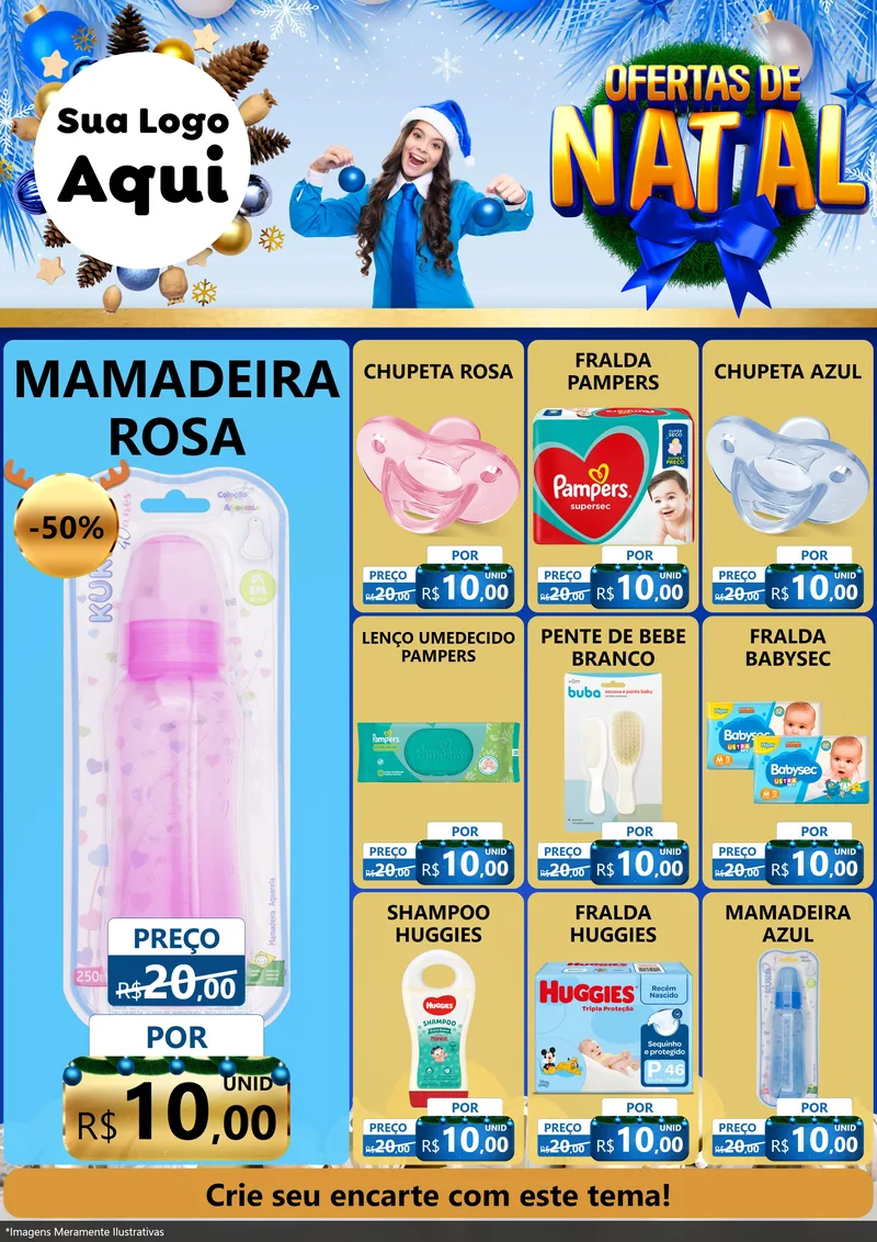 Modelo de Encarte para Encarte A4 Vertical com o tema Ofertas de Natal para Bebês
