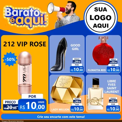 Modelo de Rede Social para Feed Facebook com o tema Barato é aqui para Perfumes