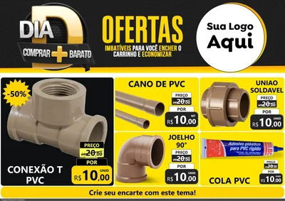 Modelo de Encarte para Encarte A4 Horizontal com o tema Dia D Mais Economia para Tubos e conexões