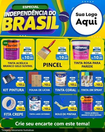 Modelo de Rede Social para Feed Instagram com o tema Especial Independência do Brasil para Tintas e Ferramentas