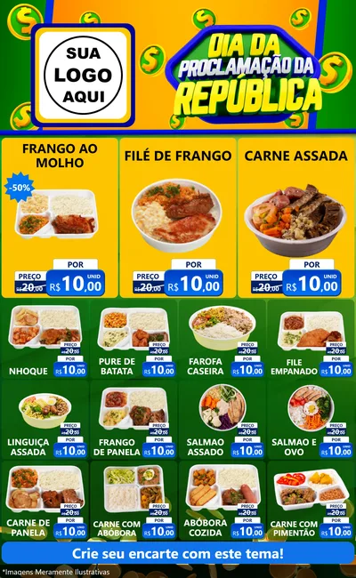 Modelo de Encarte para Encarte Grande com o tema Dia Da Proclamação da República para Restaurante