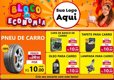 Modelo de Encarte para Encarte A4 Horizontal com o tema Bloco da Economia para Auto peças