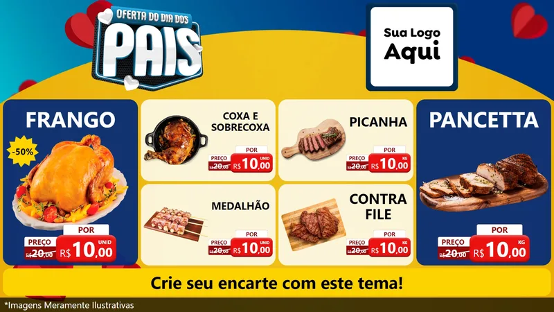 Modelo de TV para TV Horizontal com o tema Oferta Do Dia Dos Pais para Assados