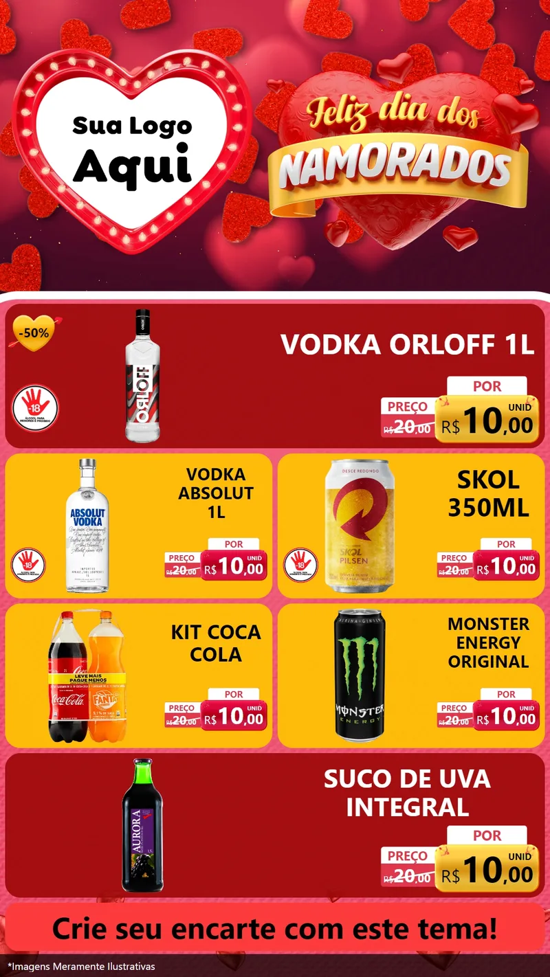 Modelo de TV para TV Vertical com o tema Feliz Dia Dos Namorados para Distribuidora de bebidas