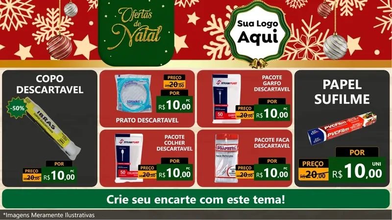 Modelo de TV para TV Horizontal com o tema Natal de Ofertas para Embalagens