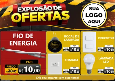 Modelo de Encarte para Encarte A4 Horizontal com o tema Explosão de Ofertas para Materiais Elétricos