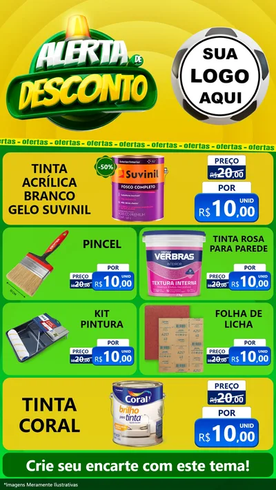 Modelo de TV para TV Vertical com o tema Alerta de Desconto para Tintas e Ferramentas