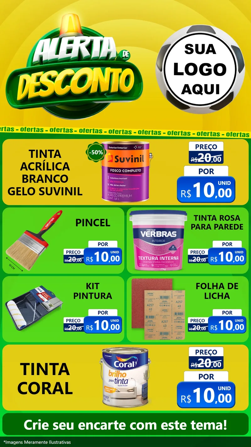 Modelo de TV para TV Vertical com o tema Alerta de Desconto para Tintas e Ferramentas