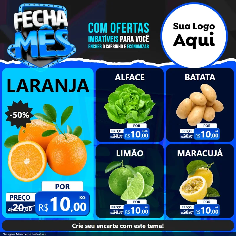 Modelo de Rede Social para Feed Facebook com o tema Fecha Mês para Hortifrúti