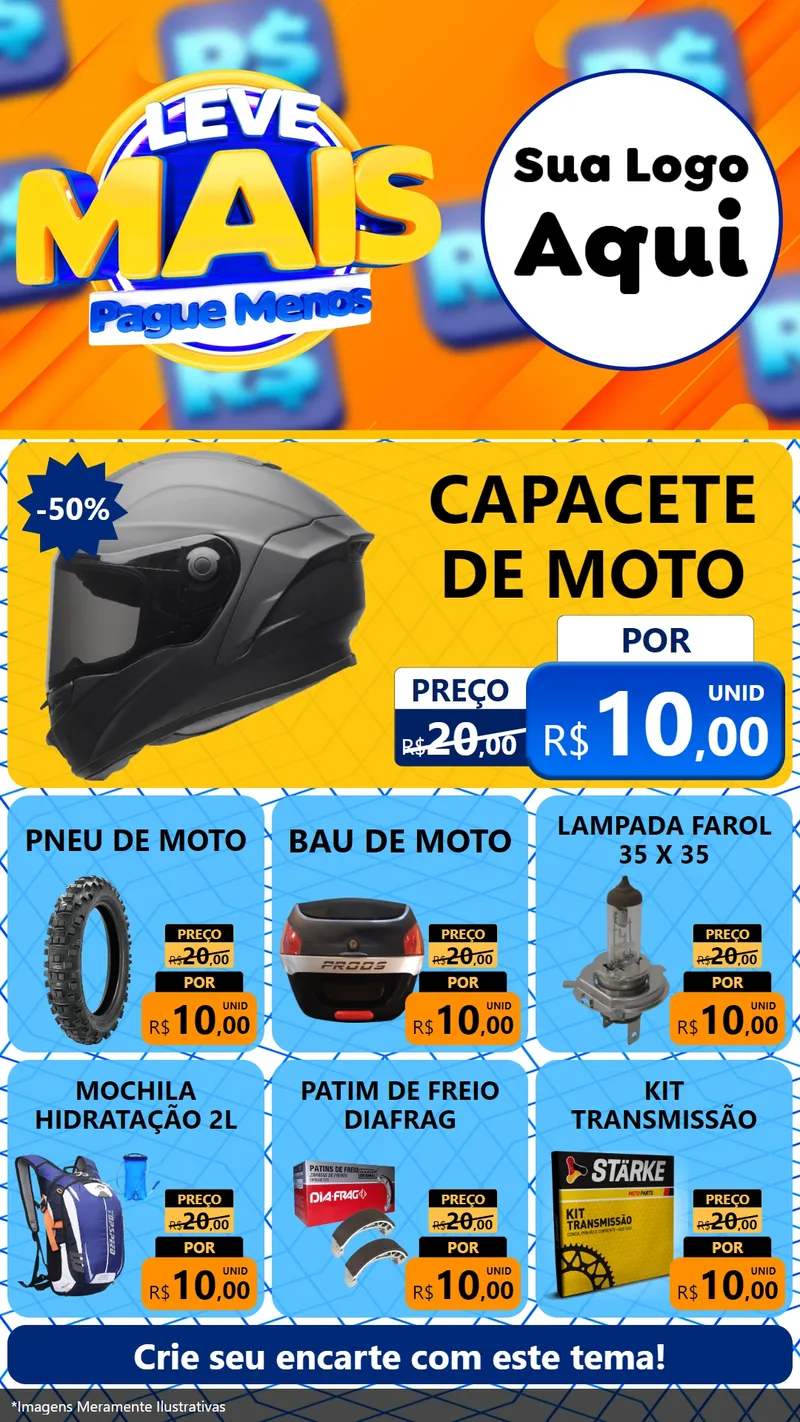 Modelo de Rede Social para Stories com o tema Leve Mais, Pague Menos para Moto peças