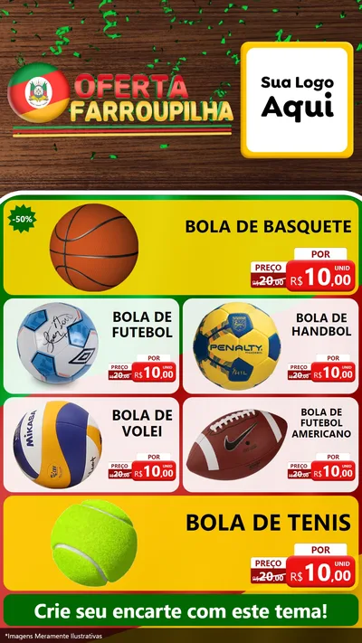 Modelo de TV para TV Vertical com o tema Oferta Farroupilha para Artigos Esportivos