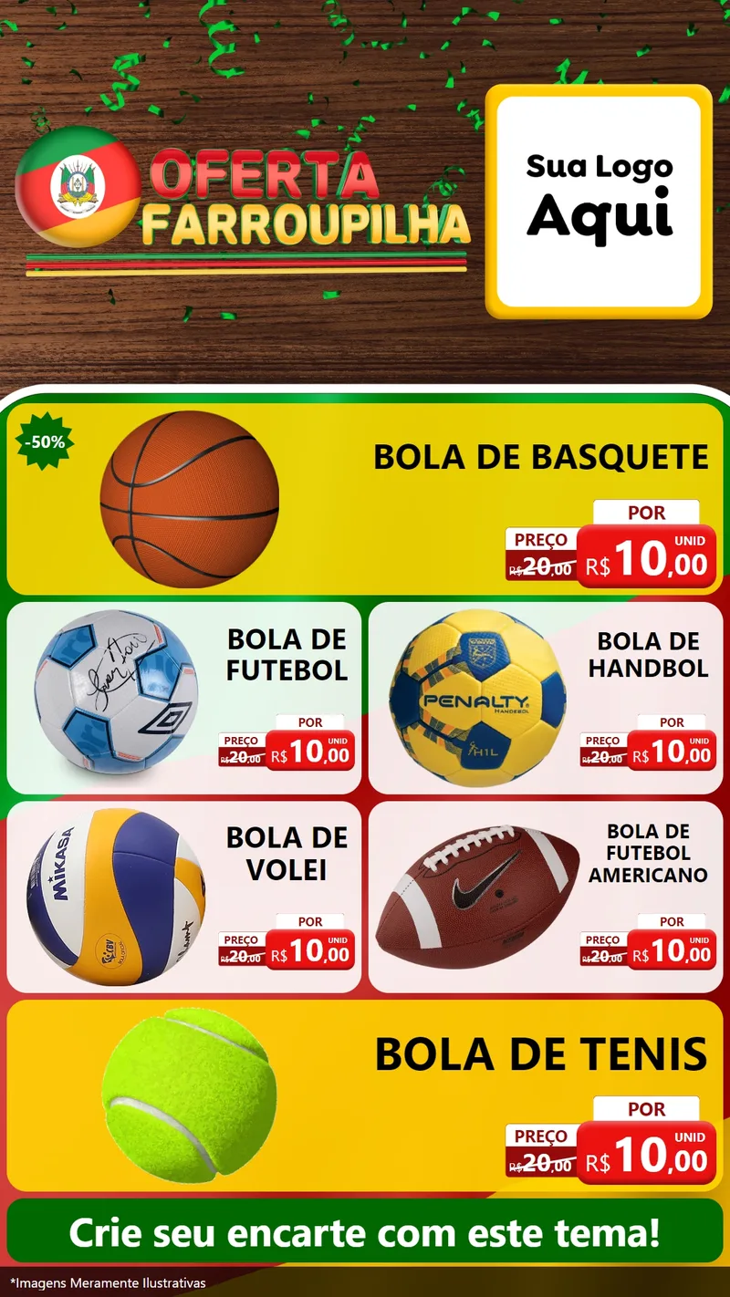 Modelo de TV para TV Vertical com o tema Oferta Farroupilha para Artigos Esportivos