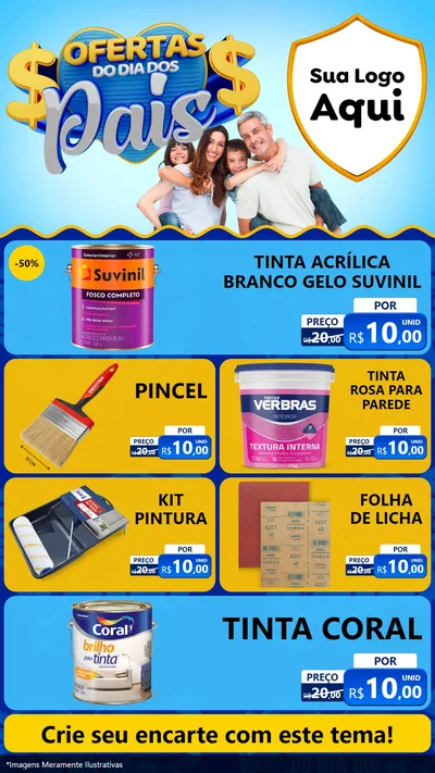Modelo de TV para TV Vertical com o tema Ofertas do Dia dos Pais para Tintas e Ferramentas
