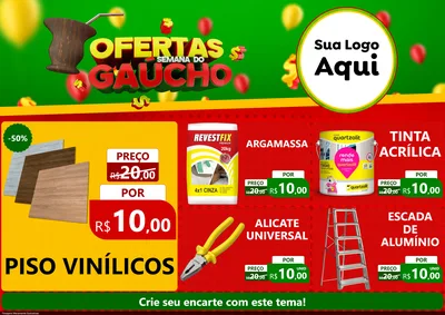 Modelo de Encarte para Encarte A4 Horizontal com o tema Ofertas Semana Do Gaúcho para Material para Construção