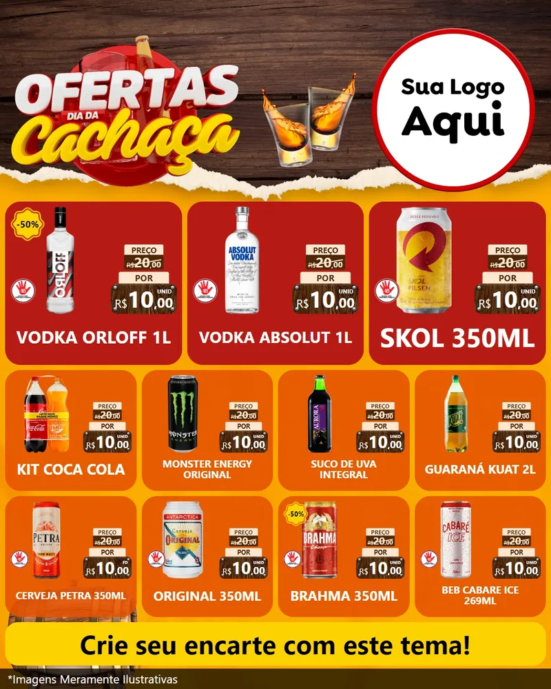 Modelo de Rede Social para Feed Instagram com o tema Ofertas Dia da Cachaça para Distribuidora de bebidas