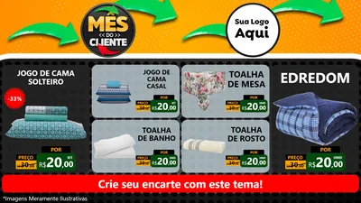 Modelo de TV para TV Horizontal com o tema Mês do Cliente para Cama, Mesa e Banho