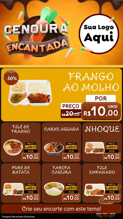 Modelo de Rede Social para Stories com o tema Cenoura Encantada - Páscoa para Restaurante
