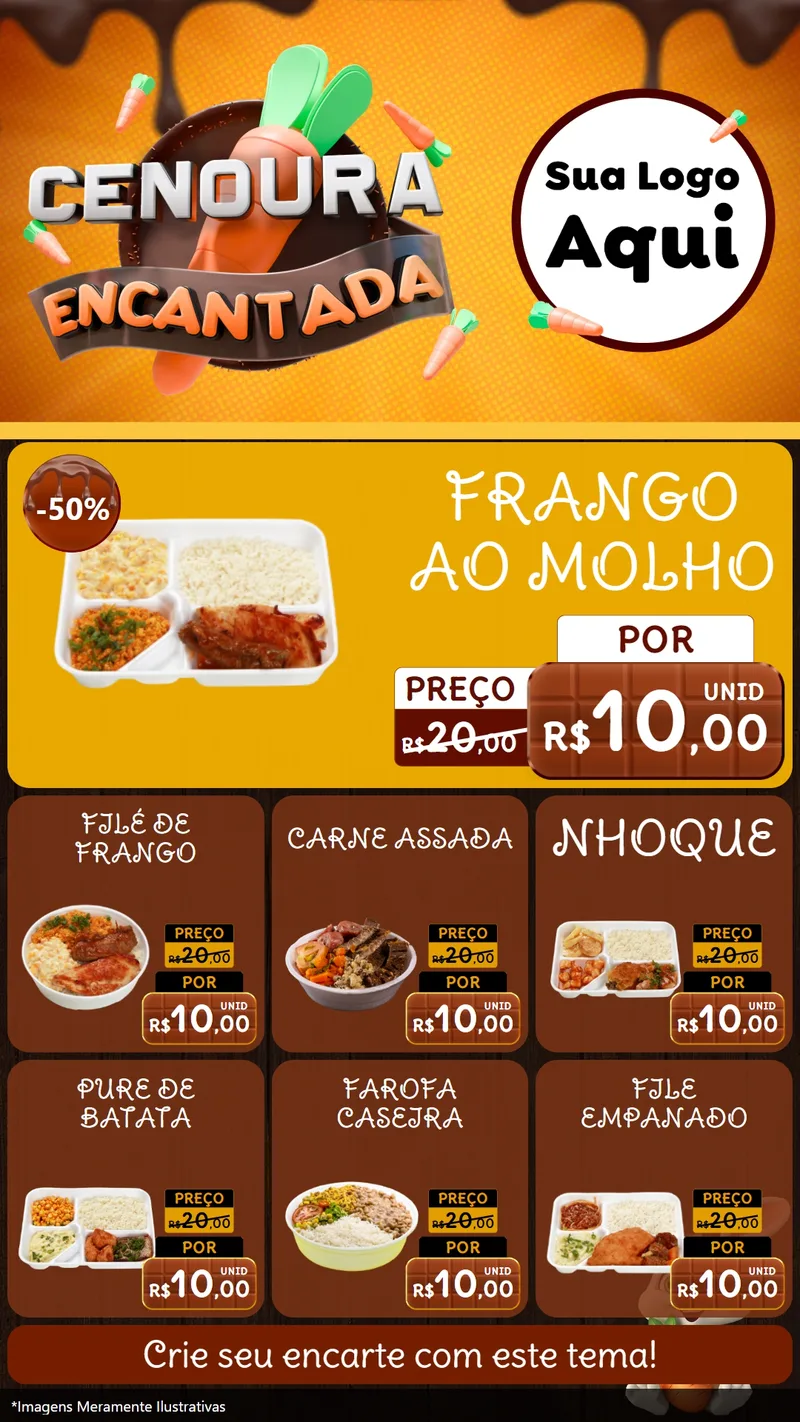Modelo de Rede Social para Stories com o tema Cenoura Encantada - Páscoa para Restaurante