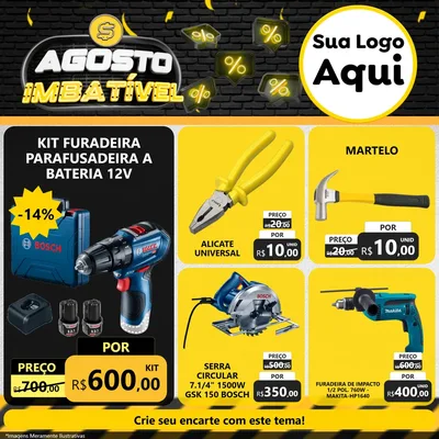 Modelo de Rede Social para Feed Facebook com o tema Agosto Imbatível para Maquinas e Ferramentas