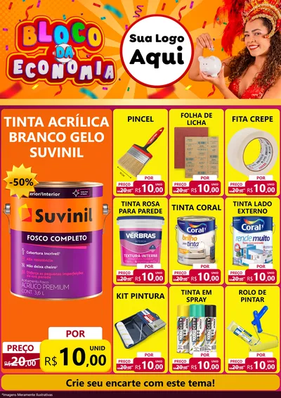 Modelo de Encarte para Encarte A4 Vertical com o tema Bloco da Economia para Tintas e Ferramentas